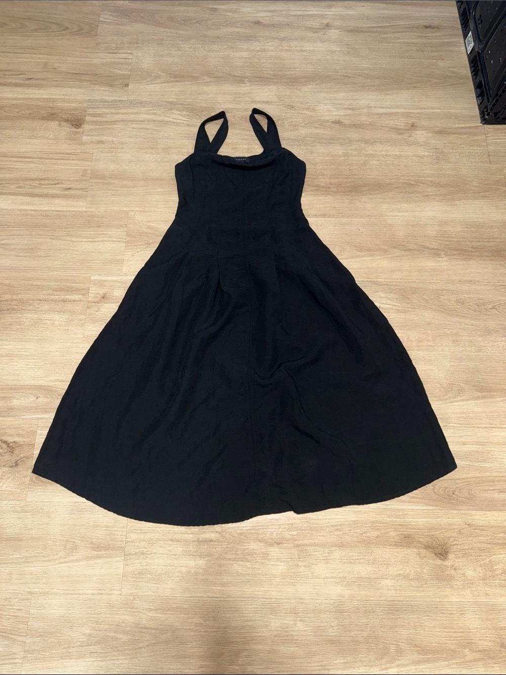 Tahari Black Midi A-Line Dress with Straps